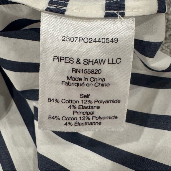 Veronica Beard Aderes Striped Button Down Shirt in Marine/Off-White size 6 EUC - Picture 9 of 10